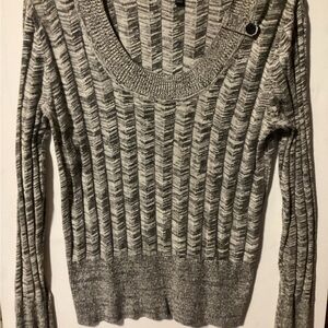 Apt. 9 Gray Ribbed Scoop Neck Sweater Womens Medium